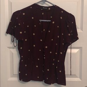 Madewell XS 100% silk stars button up blouse